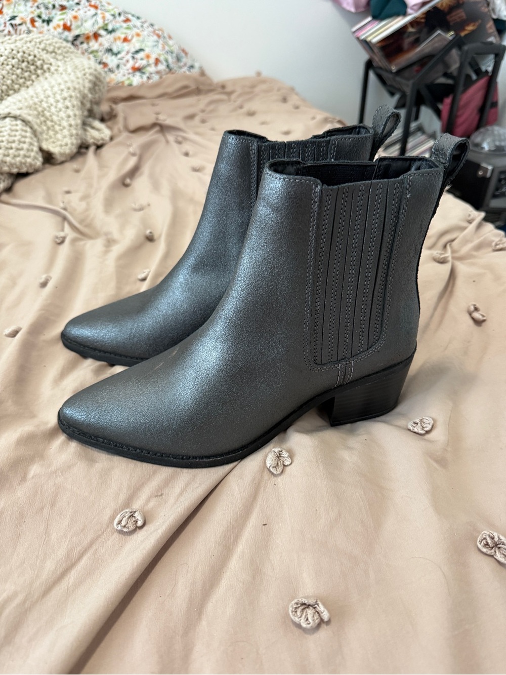 Clarks Metallic Charcoal Chelsea Ankle Boots